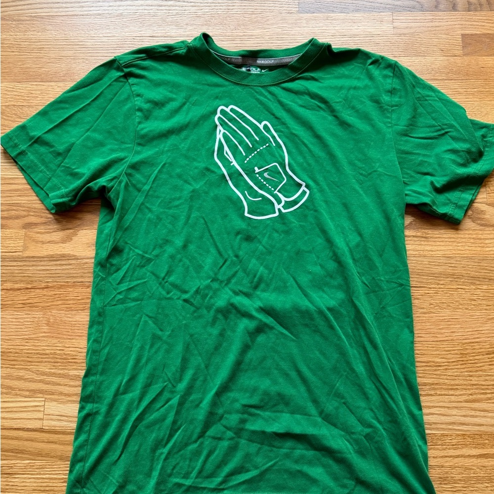 Nike Green Tee with Praying Hands Graphic